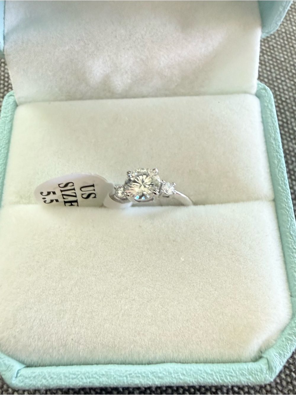 KRKC&CO Moissanite 1.0 CT 3 Stones Engagement Ring S925 Sterling Silver Size 5.5 - Picture 6 of 11